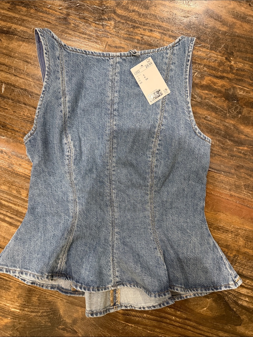 H&M Light Blue Denim Peplum Tank